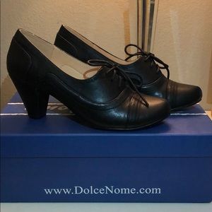 Black leather shoes